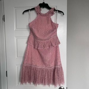 Foxiedox Pink lace dress halter neck